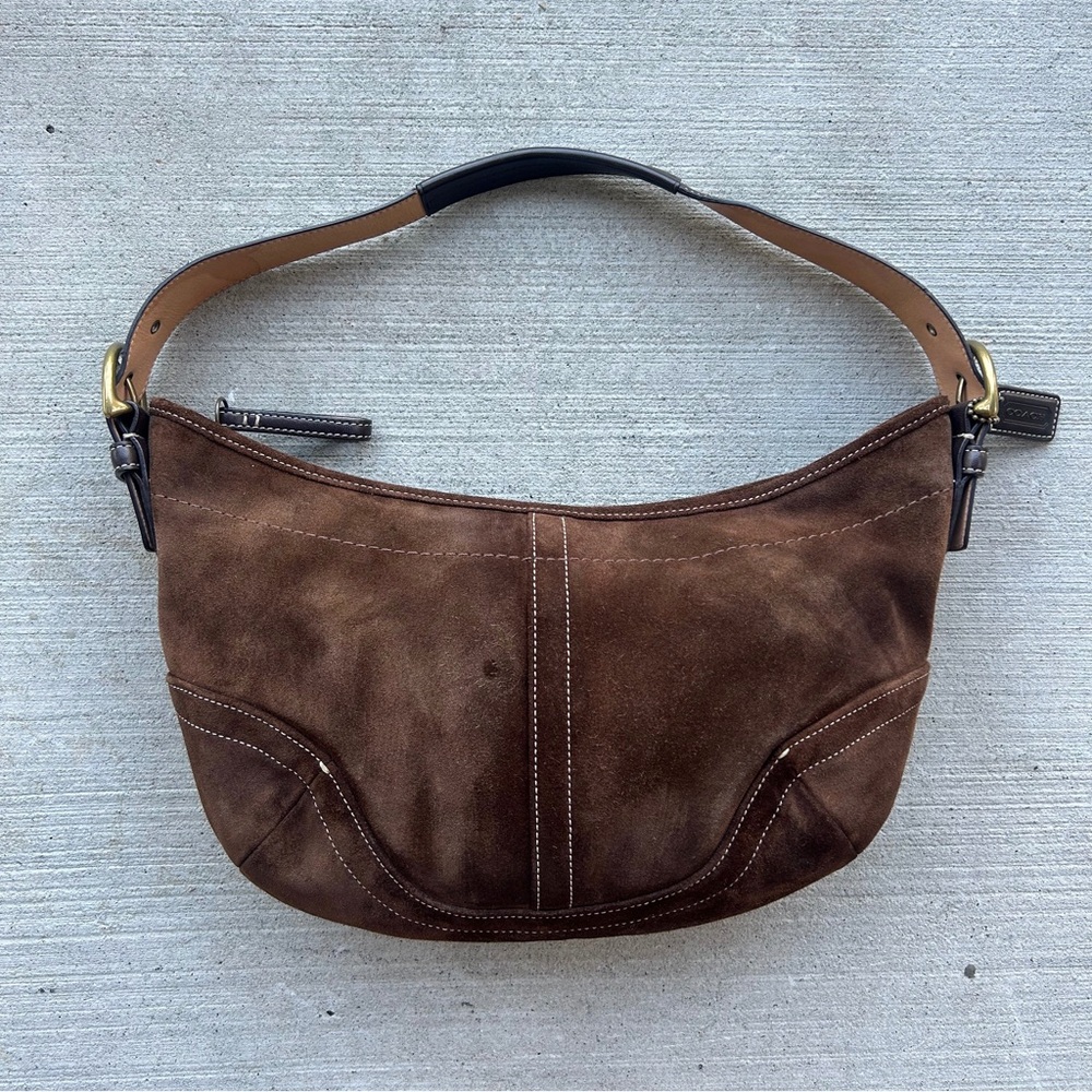 Vintage Coach Brown Suede Shoulder Bag